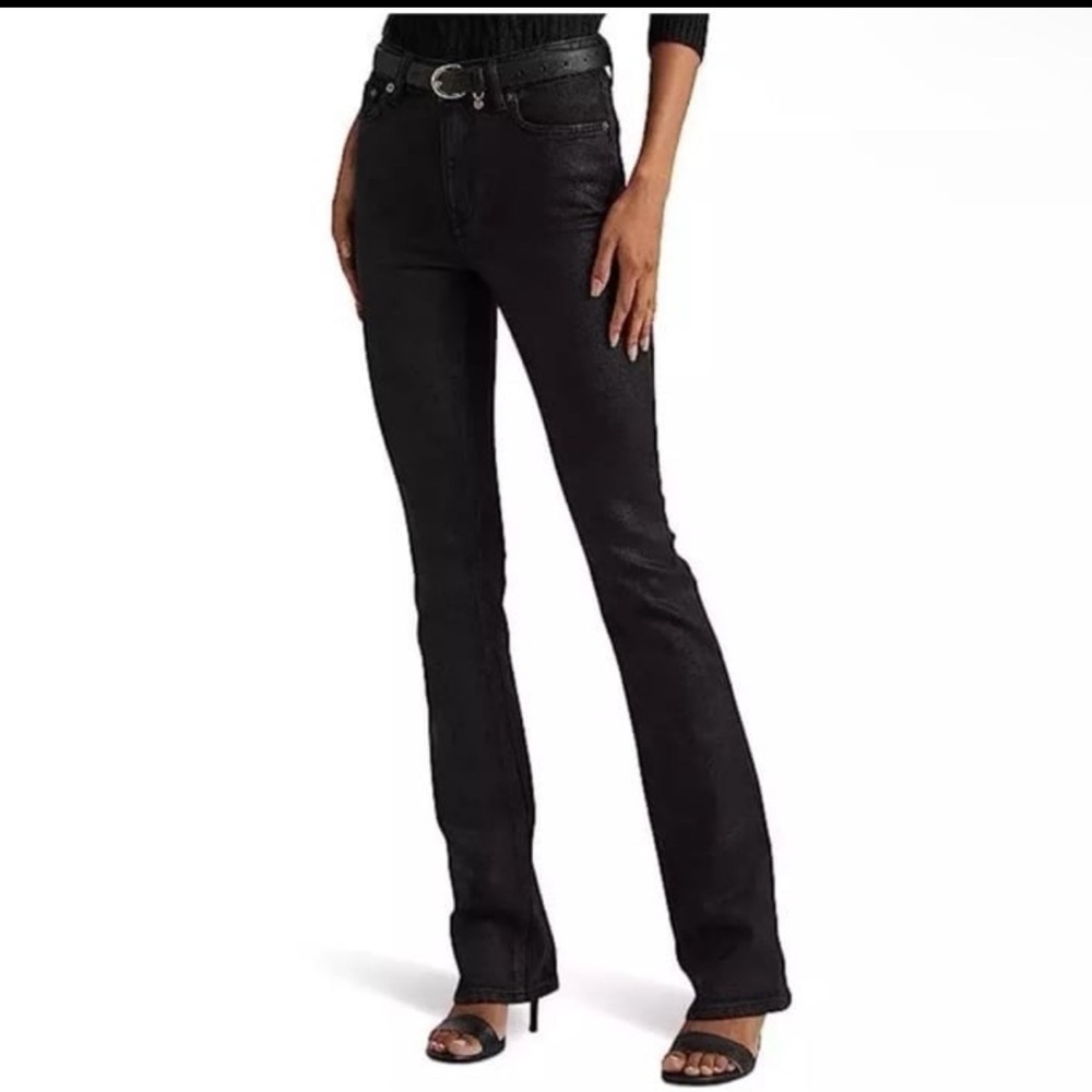 LAUREN RALPH LAUREN High Rise Coated Denim Bootcut Jeans TR 1843